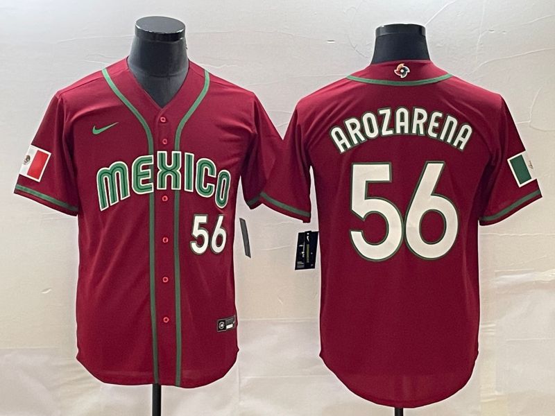 Men 2023 World Cub Mexico #56 Arozarena Red Nike MLB Jersey11